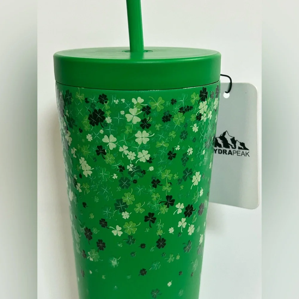 NEW! Hydrapeak Stainless Steel Lucky Shamrock Insulated Tumbler-Green (NWT)
